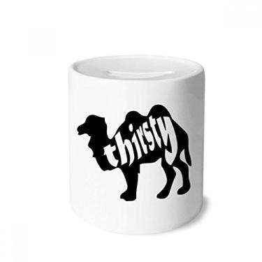 Imagem de DIYthinker Caixa de moedas de cerâmica preta com contorno de camelo de animal preto presente de cofrinho