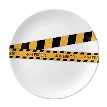 Imagem de Tiras pretas e amarelas Placa de aviso Erro de porcelana decorativa Salver Prato de jantar