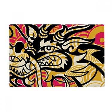 Imagem de DIYthinker Tapete de porta de banheiro com padrão de dragão chinês asiático preto antiderrapante