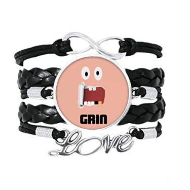 Imagem de OFFbb-USA Pulseira de couro torcido para dor de dente rosa com dentes dourados, acessório de amor