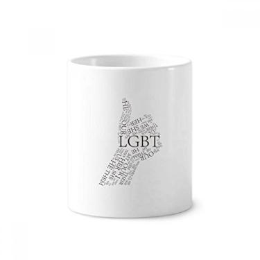 Imagem de LGBT Bandeira do Arco-Íris Ótima Escova de Dentes Caneca, Suporte de Cerâmica