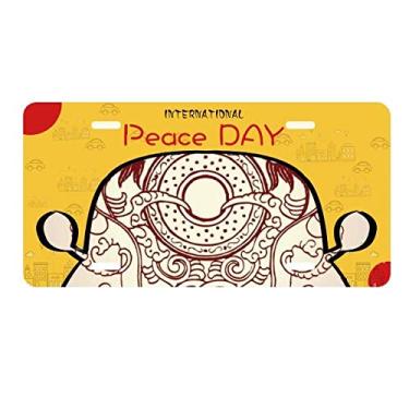 Imagem de DIYthinker Placa de licença com dois dragões chineses com desenho de animal para decoração de carro, Dia da Paz