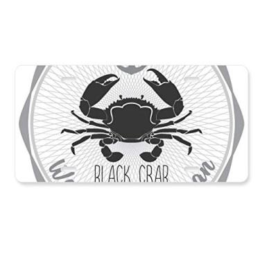 Imagem de DIYthinker Placa de licença com desenho de caranguejo com padrão de organismo marinho Decoração de aço inoxidável para automóvel