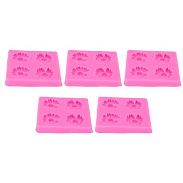 Imagem de Conjunto de moldes de silicone para doces, conjunto de moldes de silicone seguro, superfície antiaderente, silicone de grau alimentício, 5 peças, fácil de desmolar para fondant para bolo para chocolate