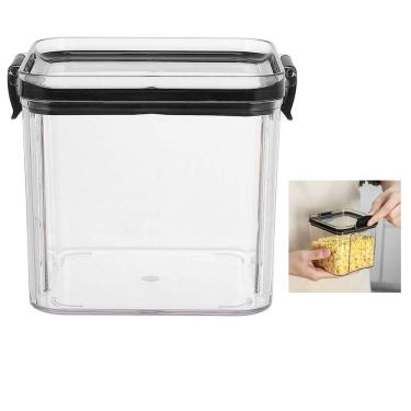 Imagem de Pote Hermetico Trava Veda Conserva 700ml Transparente Acrilico Alimentos Mantimentos Armario Cozinha Empilhavel Multiuso Resistente