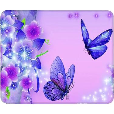 Imagem de Mousepad retangular personalizado com borboleta roxa, mouse pad