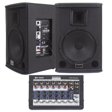 Imagem de Kit Caixas Ativa Passiva LL áudio Donner Saga 10 127V/220V 300w Bt Usb Mesa 8 Canais