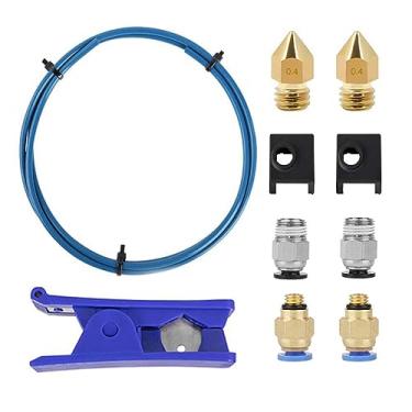 Imagem de dalisp Kit de impressora 3D PTFE Mangueira Tubulação 40cm r 1,75mm mento com Cortador de Tubo PTFE 2pcs PC4-M6 Conexões Pneumáticas 2pcs PC4-M10 Conexões Pneumáticas Hotend Meias Azul Compatível com