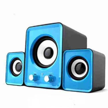 Imagem de Caixa De Som Subwoofer Para Pc E Celular Cabo P2 - Azul