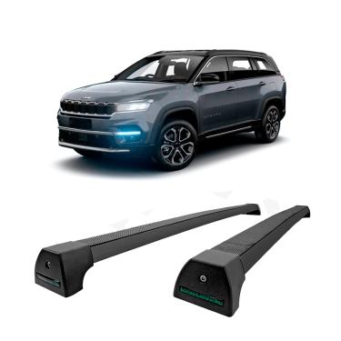 Imagem de Rack de teto Long Life Sports alumínio preto Jeep Commander com Longarina Integrada 2022 até 2023.