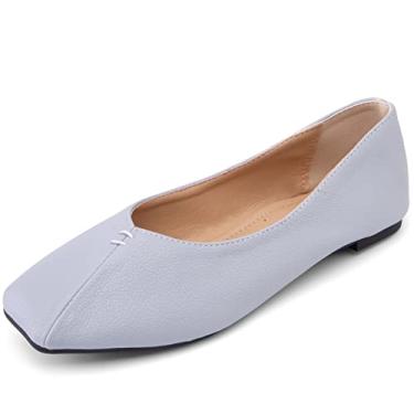 Imagem de XINXINIO Sapatos planos para mulher sapatos quadrados elegantes com sola macia e cor sólida, azul e amarelo:, 47 EU