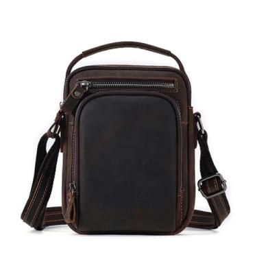 Imagem de Bolsa de Ombro Mensageiro em Couro de Vaca para Homem Bolsa de Mão e Carteira CrossBody Pasta com Alça de Ombro Ajustável (A)