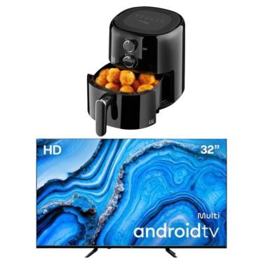Imagem de Kit Smart TV DLED 32 HD Multi Android 11 + Fritadeira Elétrica sem óleo Air Fryer 3,5L 127V