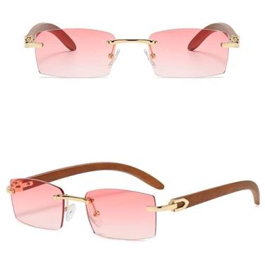 Imagem de Moda feminina óculos de sol sem aro azul verde uv400 sqaure óculos de sol para homem lente colorida sem moldura, lente rosa, tamanho único