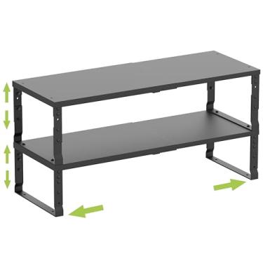 Imagem de Jojocross Organizador de prateleira expansível para cozinha, empilhável, ajustável, despensa, banheiro, bancada, mesa (2 pacotes/preto/grande)