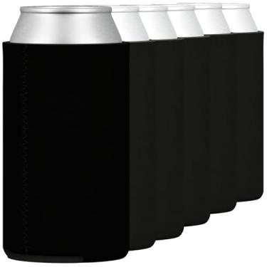 Imagem de G7 Power Manga de lata de 473 ml - Panelas de cerveja de neoprene para latas - Coolers de bebida energética em massa - Preto, 16oz, 6 unidades