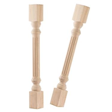 Imagem de La Vane Colunas de armário de 99 cm A 8,5 cm L 8,5 cm L, 8,5 cm D, conjunto de 2 pernas de bancada de substituição de madeira de borracha afunilada tradicional inacabada para mesa de jantar grande e