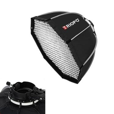Imagem de Triopo KX65 Soft Box Softbox de 25,6 pol./65 cm com grade de favo de mel, Softbox de fotografia de guarda-chuva octógono para Godox V1 AD200Pro Flash de cabeça redonda SpeedliteSoft Box Difusor de luz