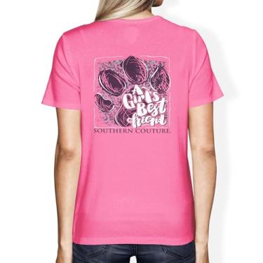 Imagem de Southern Couture Camiseta feminina Best Friend, algodão rosa seguro para uso diário, "Safety Pink", 3G