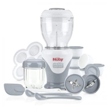 Imagem de Mighty Liquidificador Ideal para Comidas de Bebê com Livro de Receitas 22 PCS, NUBY 5685, Cinza