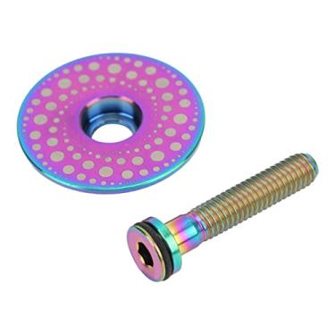 Imagem de Bike Headset Top Cap, Alloy Bicycle 28.6mm Front Fork Stem Top Caps with Bolt Road Mountain Bike Headset Top Cover