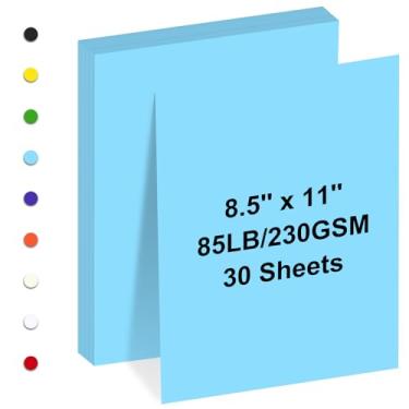 Imagem de Cartolina branca 21,6 cm x 28 cm, papel cartolina 38,6 kg/230 gsm, cartão branco brilhante para impressora, desenho, etiquetas de presente, convites, cartões etc. (azul claro, 30 folhas)