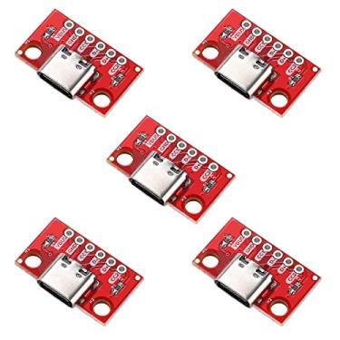 Imagem de Teansic 5 peças USB tipo C breakout serial básico breakout conector fêmea 16P PCB placa conversora