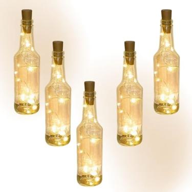 Imagem de Decoração Festa Casamento Eventos Lembrancinha de Aniversário 05 Garrafa Com Fio de Fada Luz de LED