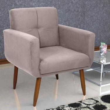 Imagem de Poltrona Decorativa Para Sala Lilian Suede Bege