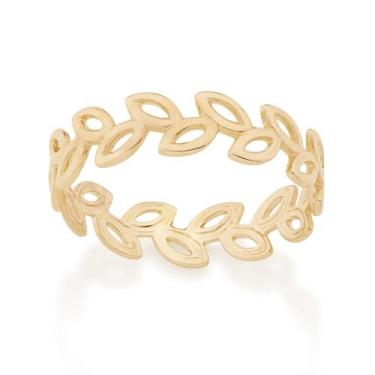 Imagem de Anel de ouro 18k feminino rommanel fino folhas vazadas 512710, 14