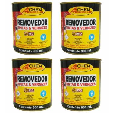 Imagem de Kit 4 Removedor De Tinta Verniz Textura Pastoso Allchem 900g