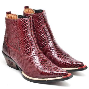 Imagem de Bota Country Masculina Couro Jacaré Bico Fino Estilo Textura - Fakcini