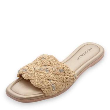 Imagem de Tamanco Feminino Piccadilly Rasteiro REF: 508057 TIRA TRAMA STRASS, 36