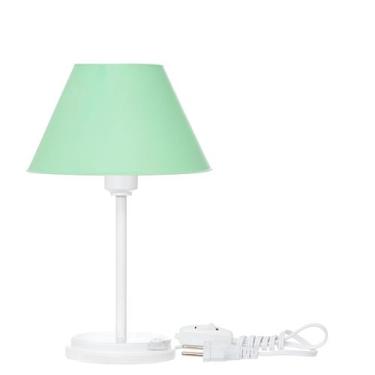 Imagem de Kit 2 Abajures Moderno Base Mdf Branca - megaplast, Verde