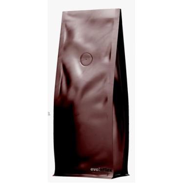 Imagem de Saco Café Moído E Grão 500g 4 Soldas Marrom Válvula (100un) - EVOLUFLE