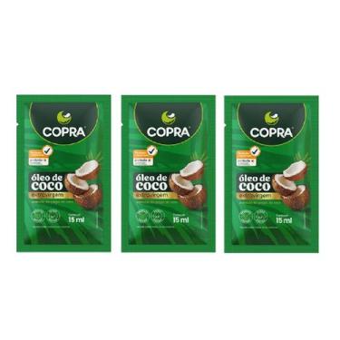 Imagem de Kit 3 Óleo de Coco Copra Extravirgem Sachê 15ml