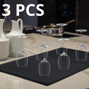 Imagem de 3 Pcs, Base para Secagem de Taças, Bar, 70x50cm, Preto, Absorvente, Pr