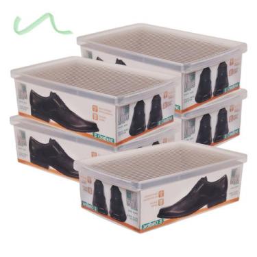 Imagem de Kit 5 Caixa De Sapato Transparente Para Organizar - Grande - Ordene