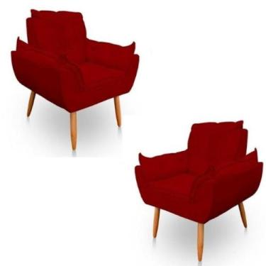 Imagem de Kit 2 Poltronas Decorativas Opala Sala de Estar Tecido Suede Marsala H