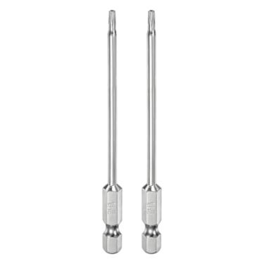 Imagem de HARFINGTON 2 peças T9 Bit Torx de segurança 1/10.2 cm haste sextavada 10.2 cm de comprimento S2 aço magnético resistente à adulteração, chave de fenda Torx cabeça Torx com furo para brocas de chave de