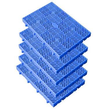 Imagem de LXSENH Palete de plástico, almofada de grade de armazenamento à prova d'água, paletes de piso aninháveis leves, 5 peças HDPE grades respiráveis prateleiras de artigos para garagem supermercado porão