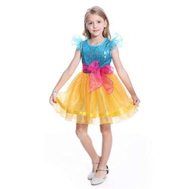 Imagem de Dressy Daisy Vestido curto de organza de lantejoulas para meninas, traje de dança, roupa de dança, saia tutu extravagante, festa de aniversário, tamanho 2 a 3 anos, azul 280