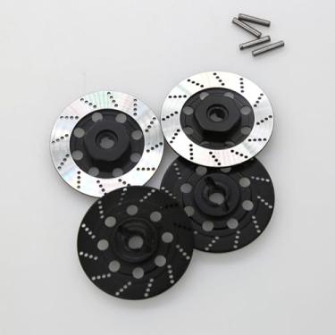 Imagem de Chanmoo 1/10 RC Aluminum Alloy 12mm Hex Drift Wheels Rim Tires Hub Brake Disc Compatible with 1/10 RC On Road Rally Touring Racing Street Car Traxxas Tamiya HSP HPI Redcat Racing 4PCS (Black)