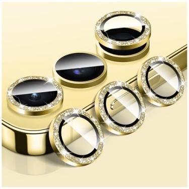 Imagem de LucBuy Protetor de lente de câmera Bling para Samsung Galaxy A15, adesivos de filme de cobertura de câmera de vidro temperado, protetor de tela de anel de metal individual de alinhamento automático