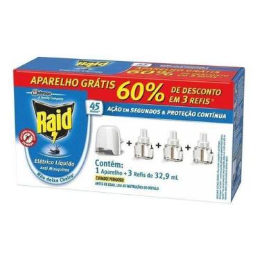 Imagem de Repelente Raid Elétrico Líquido 1 Aparelho + 3 Refis 32,9ml