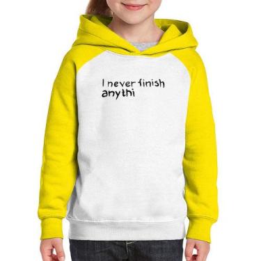 Imagem de Moletom Infantil I Never Finish Anything - Foca na Moda, Branco, Amare