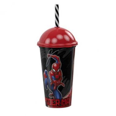 Imagem de Copo Com Canudo Homem Aranha 500ml Plasutil
