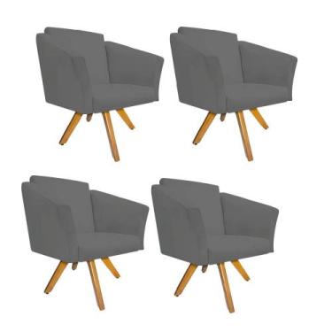 Imagem de Kit 04 Poltrona Cadeira Decorativa  Win Base Giratória Sala de Estar R
