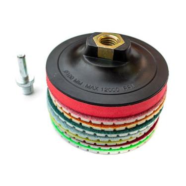 Imagem de Jogo 8 lixas diamantadas Brilho Dágua + Prato suporte + Adaptador de f