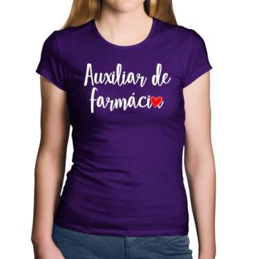 Imagem de Baby Look Algodão Auxiliar de Farmácia por Amor - Foca na Moda, Roxo, 